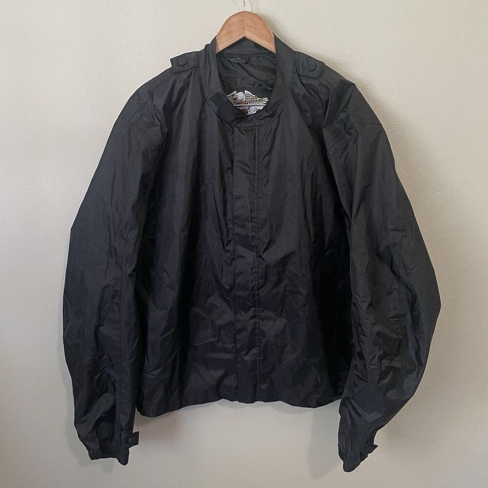Y2K 2000s Harley Davidson Black Motorcycle Rain Jacket Mens 2XL Full Zip Biker